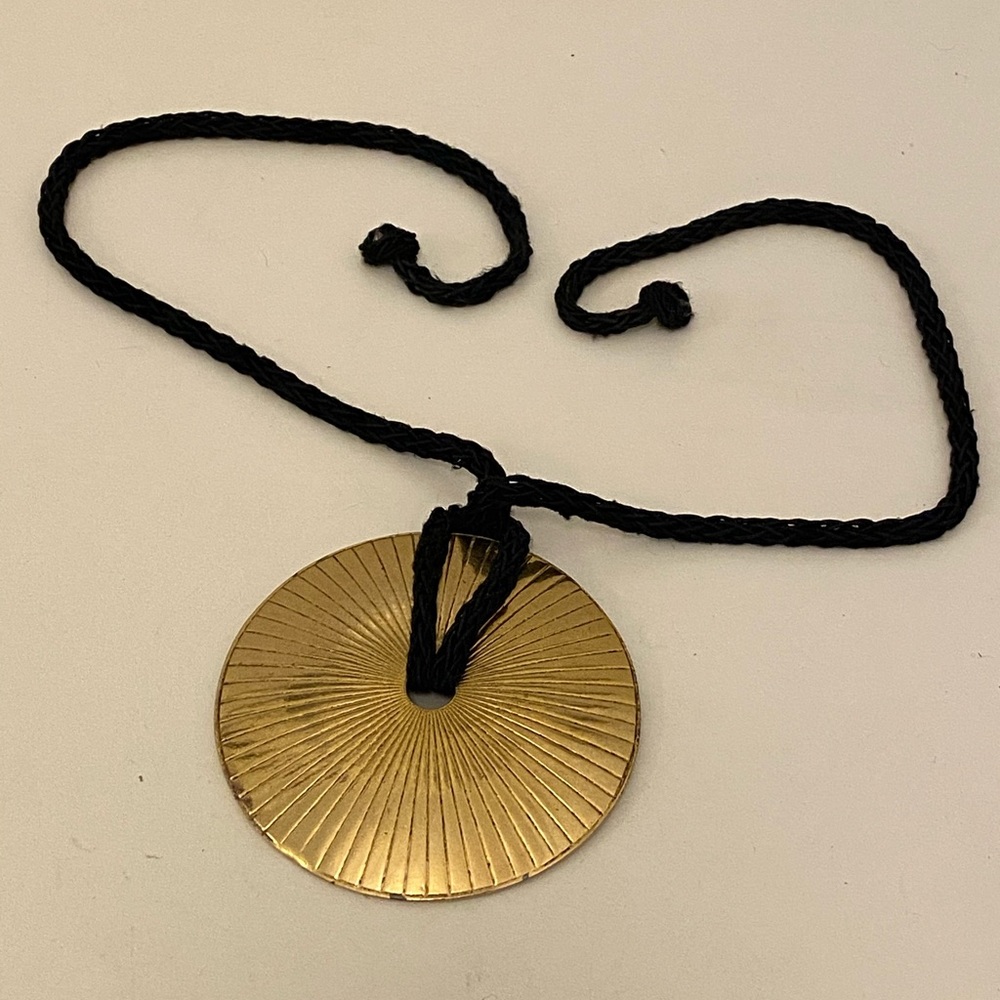 70's Yves Saint Laurent Gold Radiant Disk Necklace